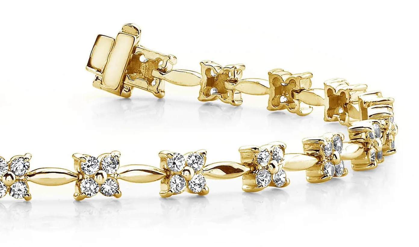 Flower Link Lab-Grown Diamond Bracelet with 2.94 ct.(finished) 2.1mm