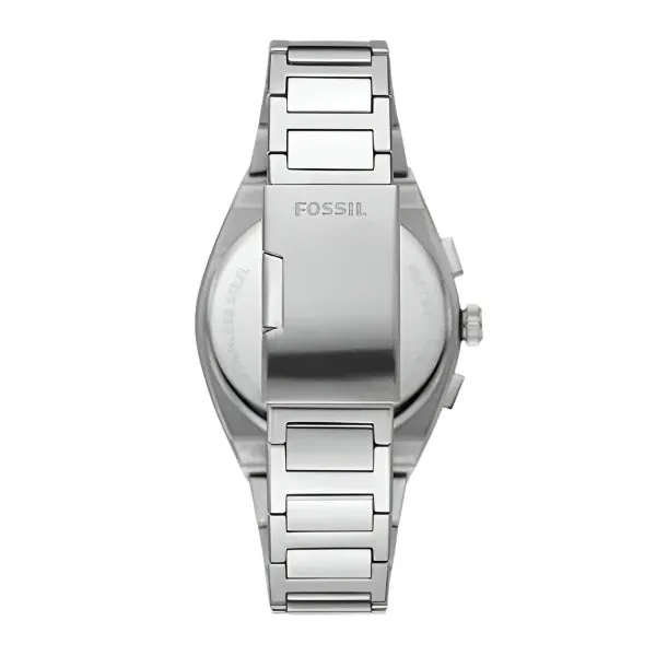 Fossil Everett Silver Stainless Steel Green Dial Chronograph Quartz Watch for Gents - FS5964