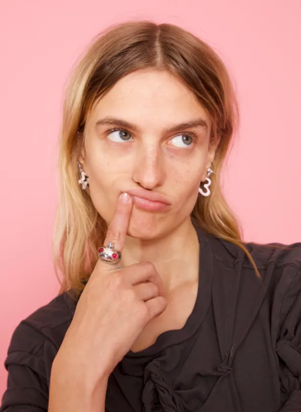 FROG PRINCE RING SILVER-PINK