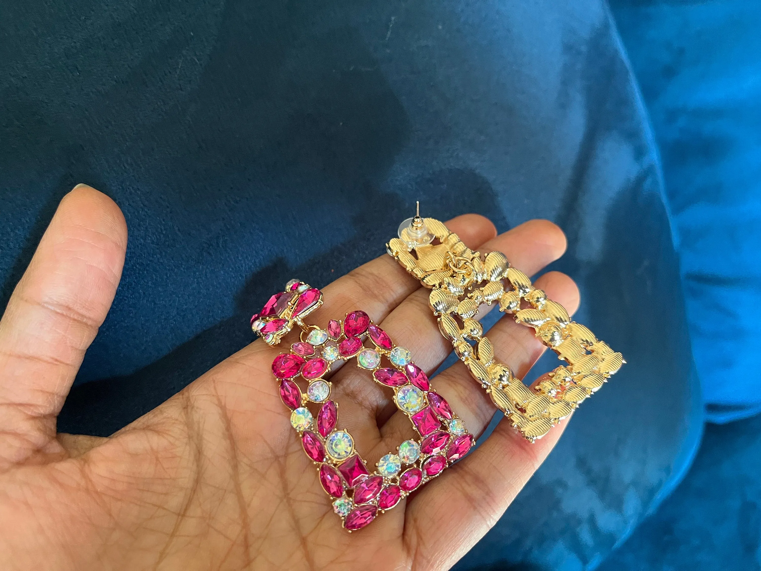 Fuchsia earring , fuchsia rhinestone earrings , big light pink earring , fuchsia crystal earrings , pink Ab  dark pink rhinestone earring