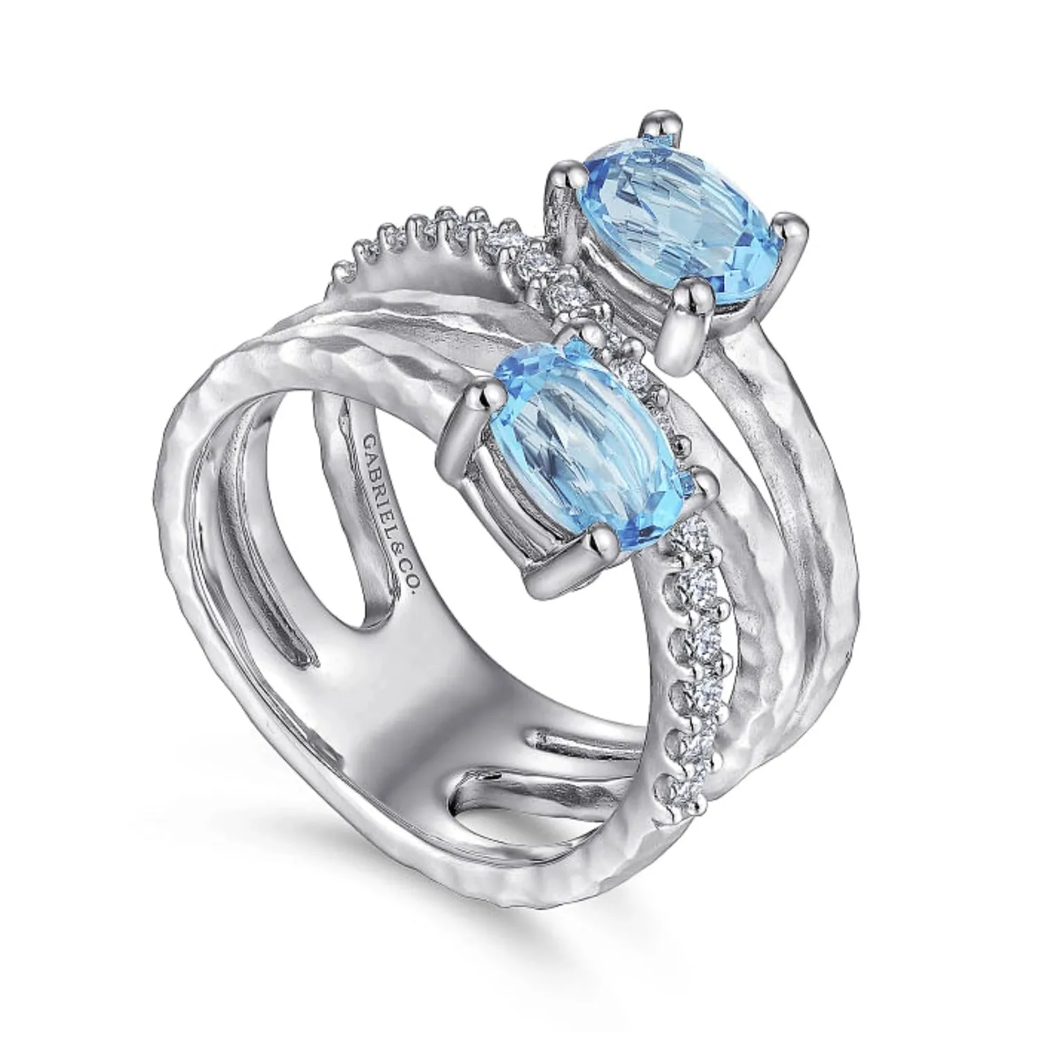 Gabriel & Co. Sterling Silver Blue Topaz and White Sapphire Ring