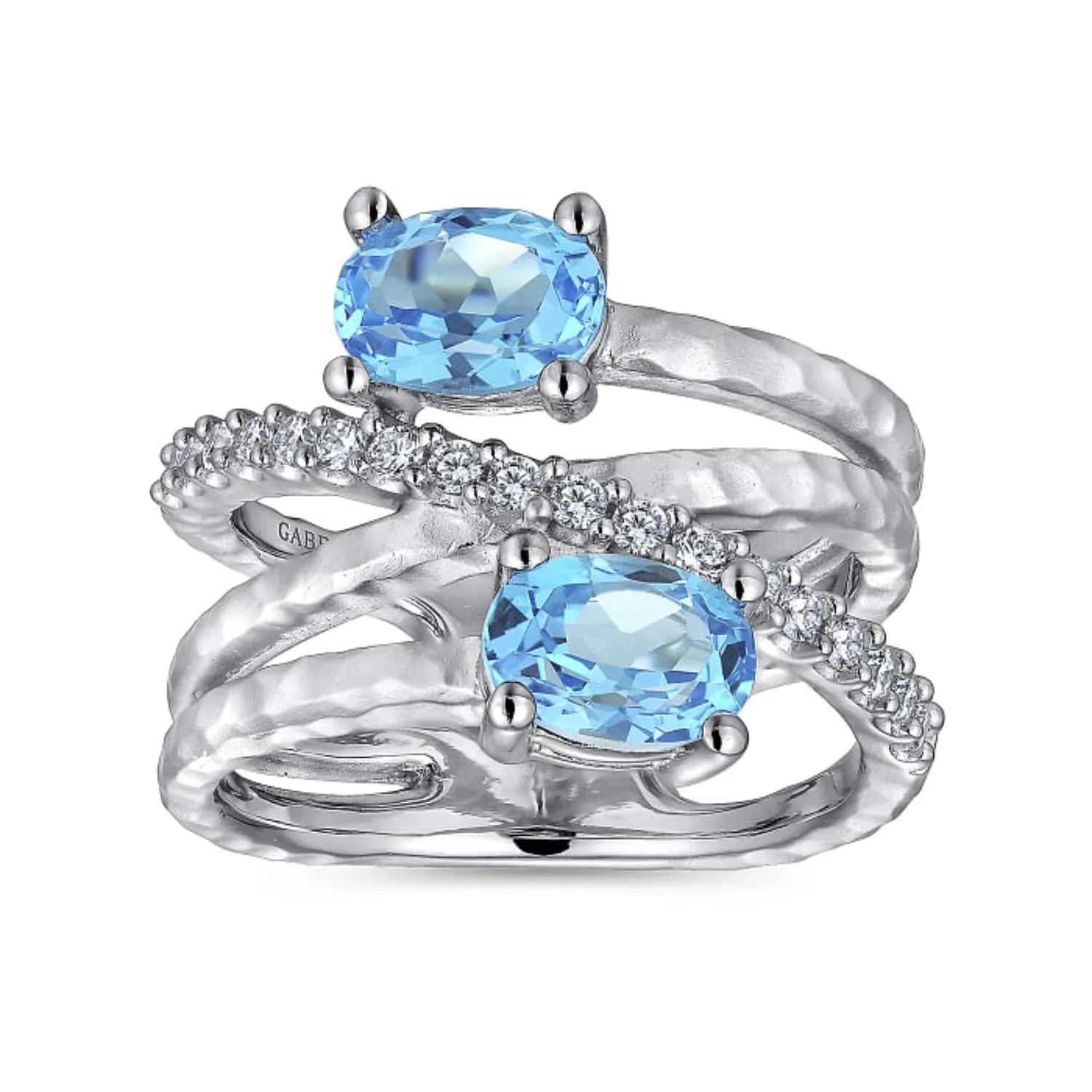 Gabriel & Co. Sterling Silver Blue Topaz and White Sapphire Ring