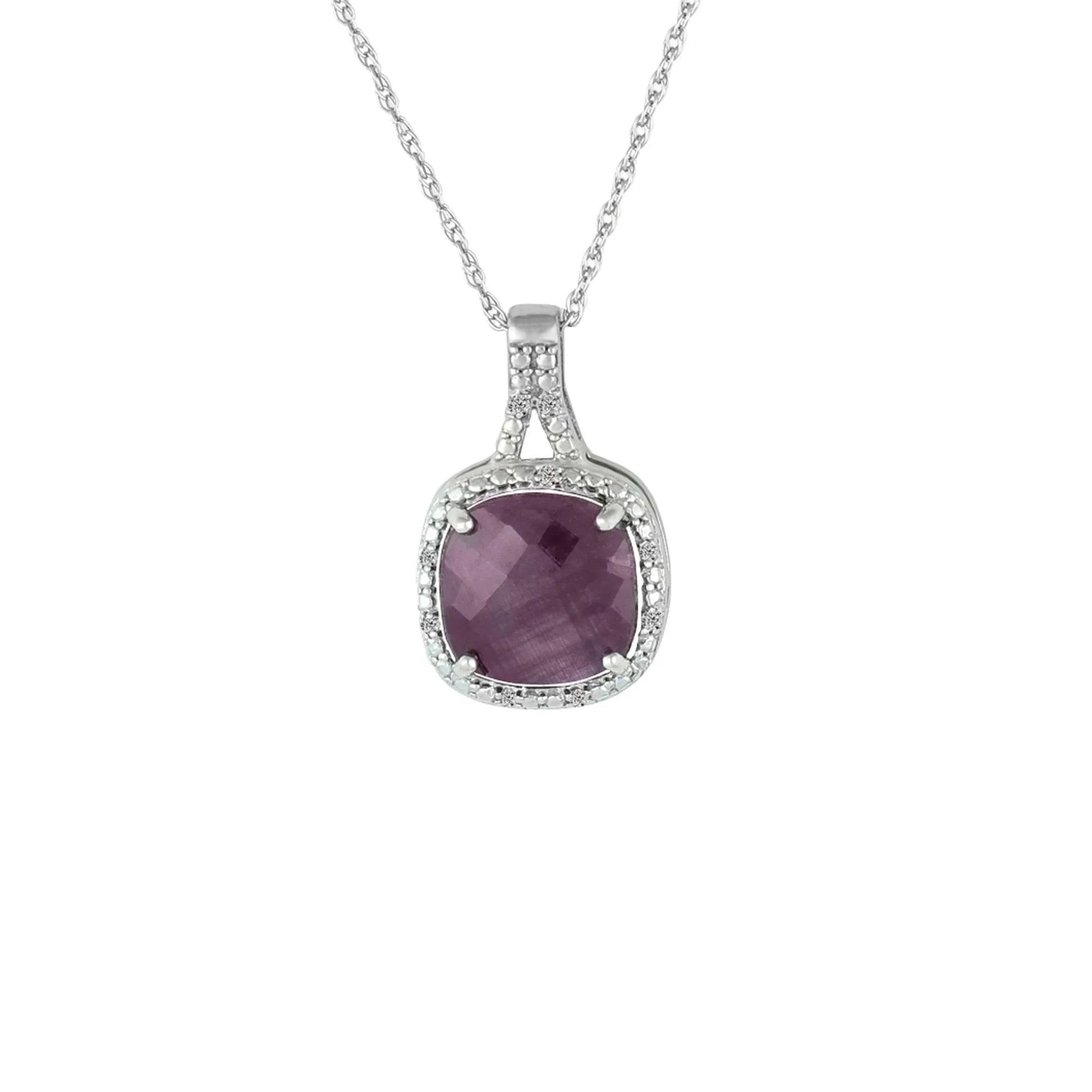 Genuine Ruby and Diamond Accent Fashion Silver Pendant