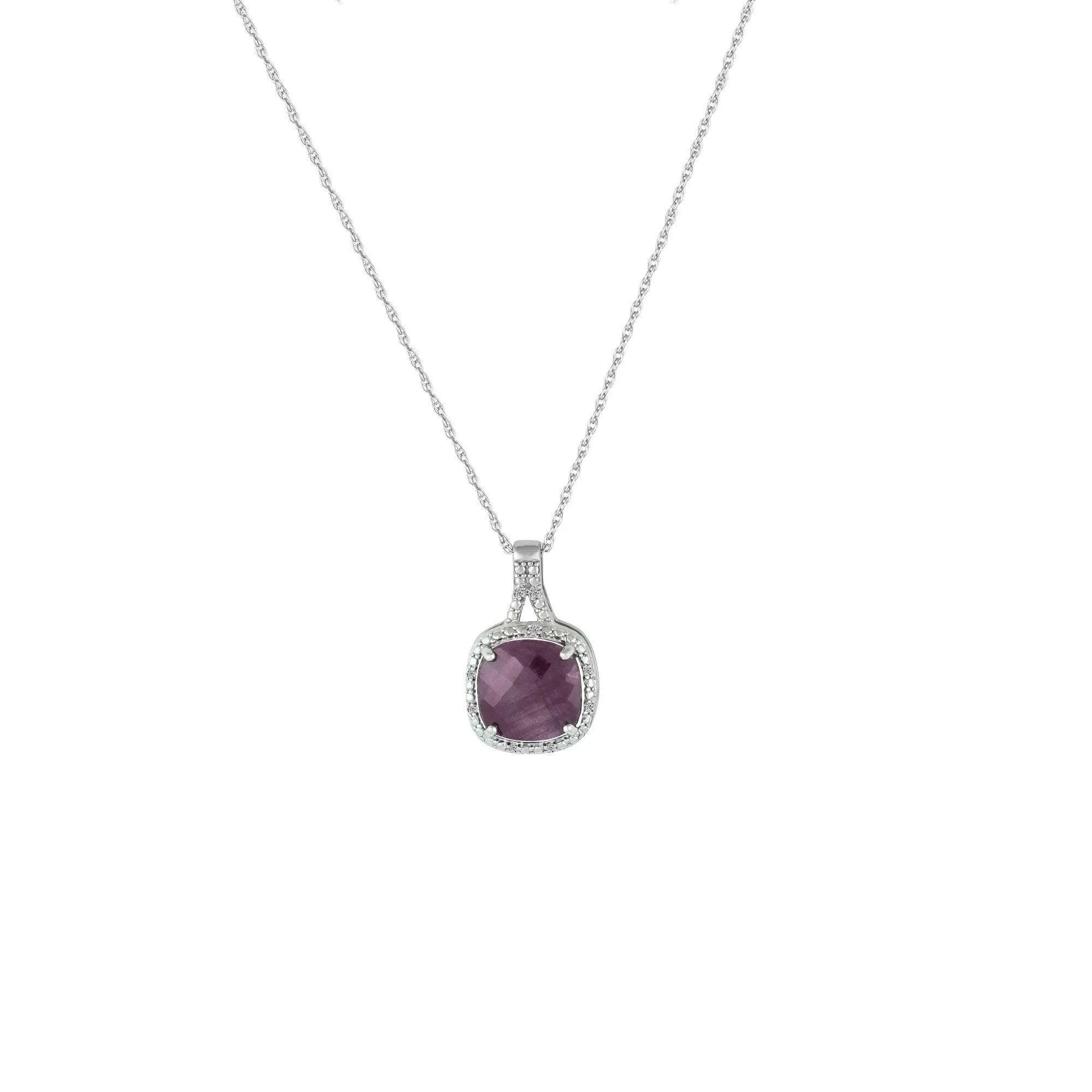 Genuine Ruby and Diamond Accent Fashion Silver Pendant