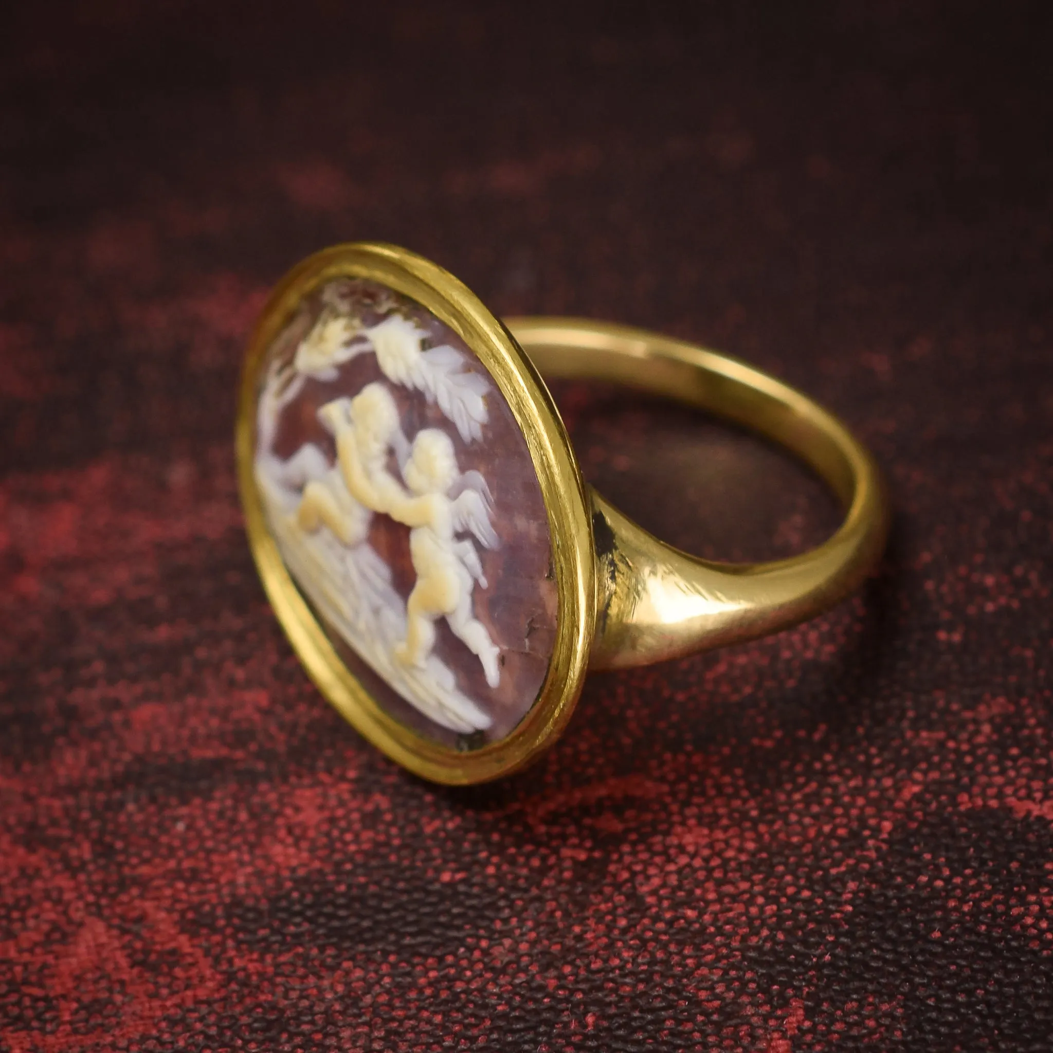 Georgian "Cherubs At Play" Shell Cameo Ring
