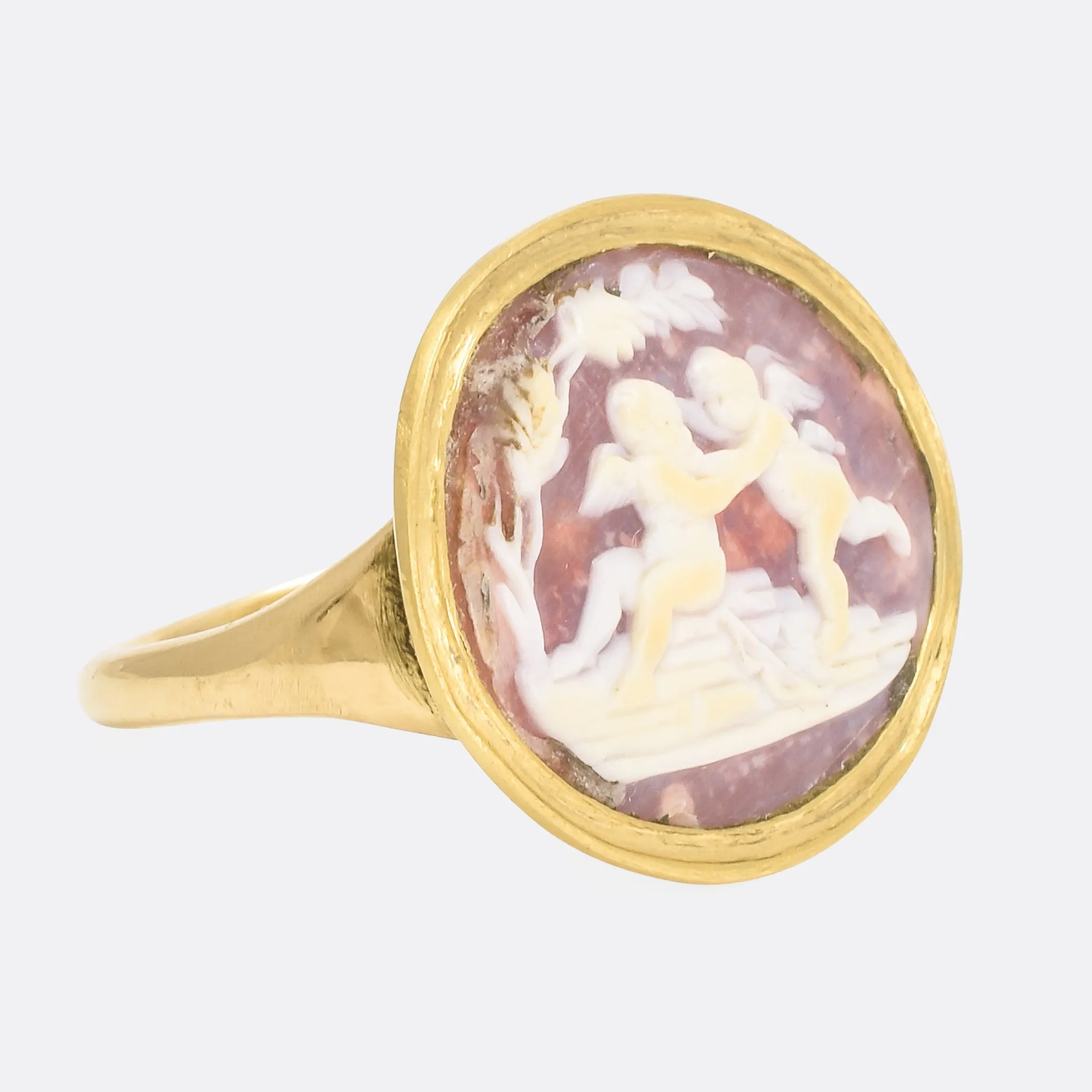 Georgian "Cherubs At Play" Shell Cameo Ring