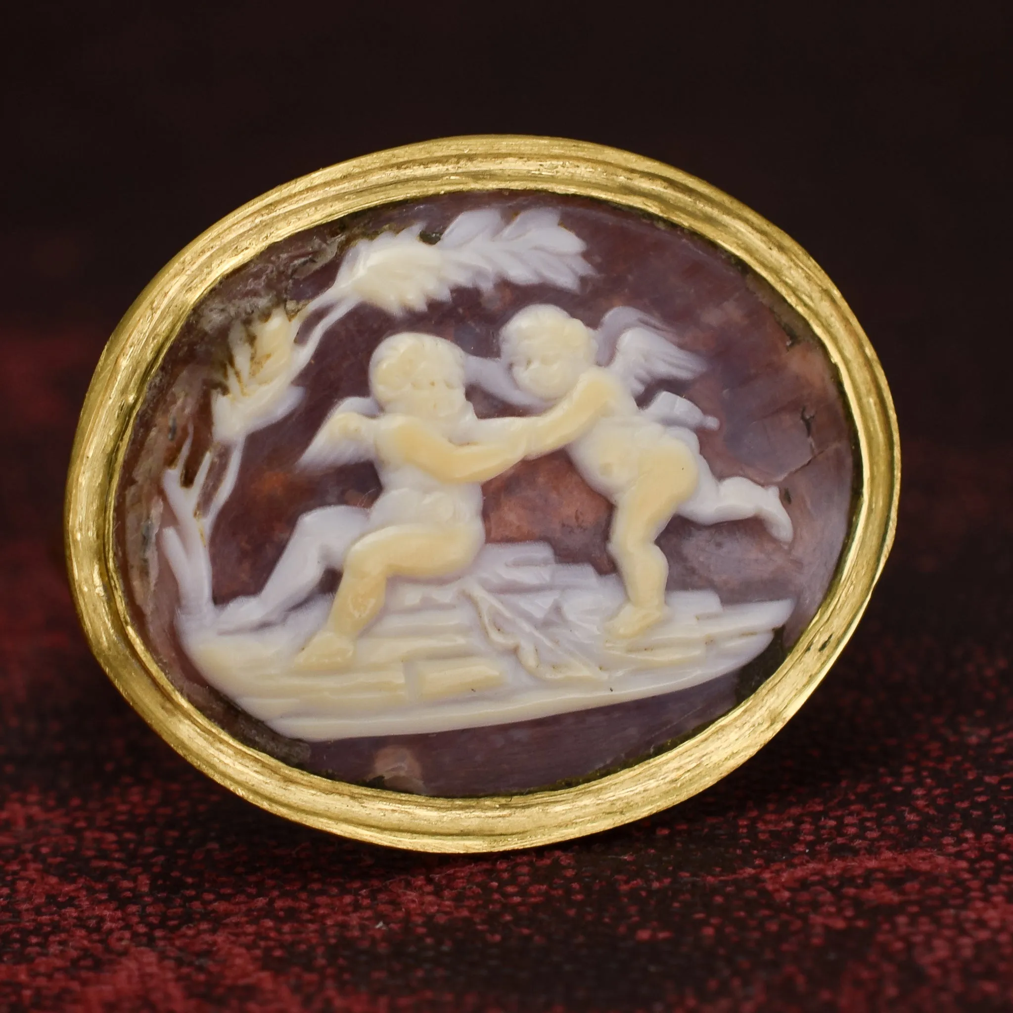 Georgian "Cherubs At Play" Shell Cameo Ring