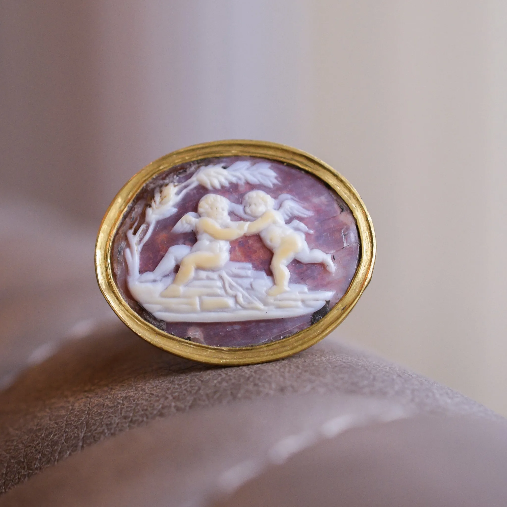 Georgian "Cherubs At Play" Shell Cameo Ring