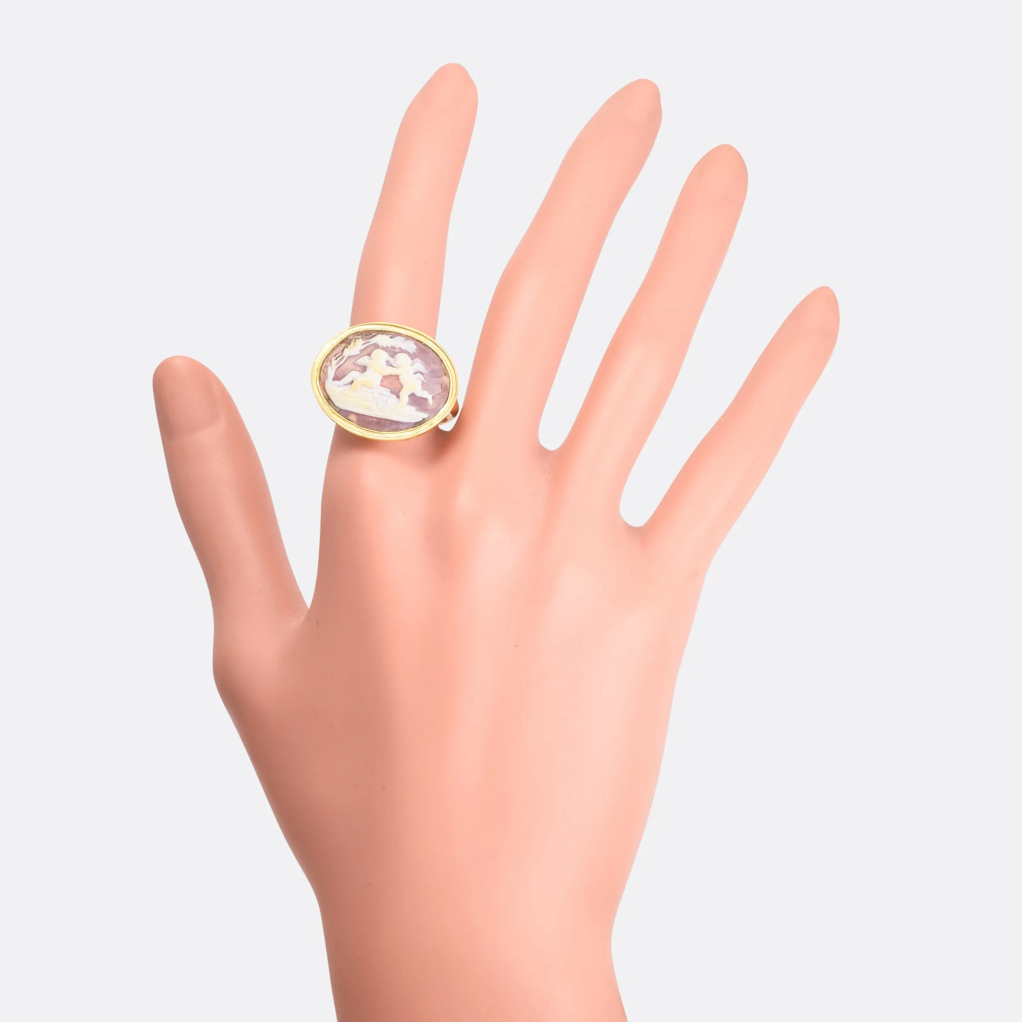 Georgian "Cherubs At Play" Shell Cameo Ring