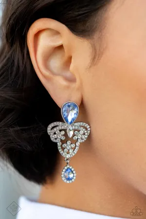 Giving Glam - Blue - Teardop Gem Paparazzi Post Earrings - February 2024 Fiercely 5th Avenue