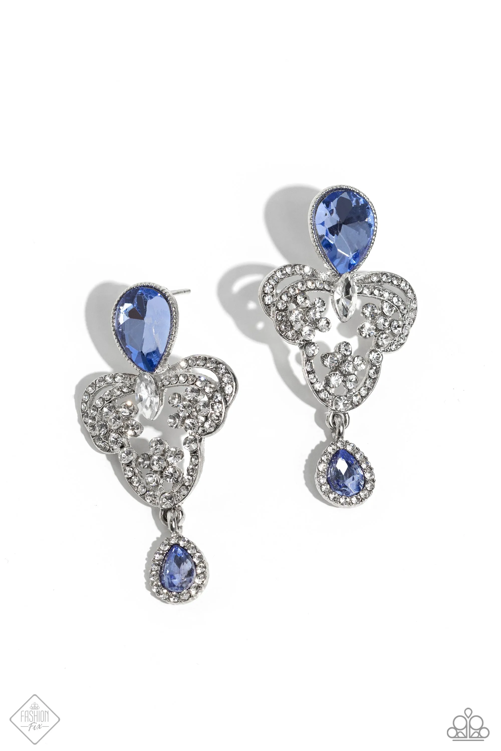 Giving Glam - Blue - Teardop Gem Paparazzi Post Earrings - February 2024 Fiercely 5th Avenue