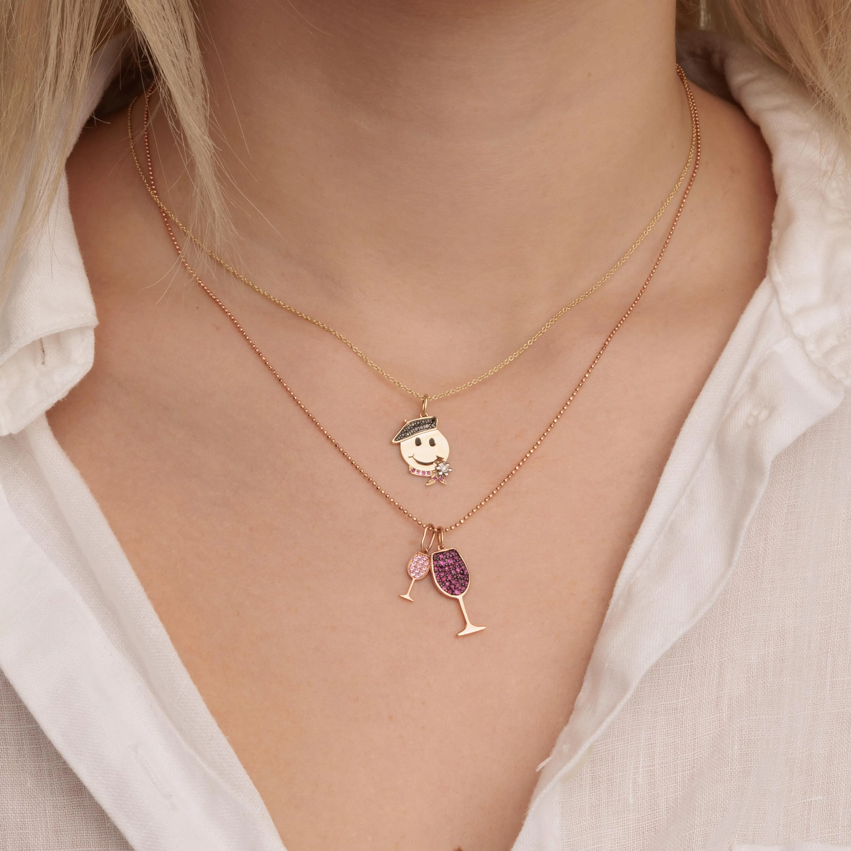 Gold & Ruby Wine Glass Charm