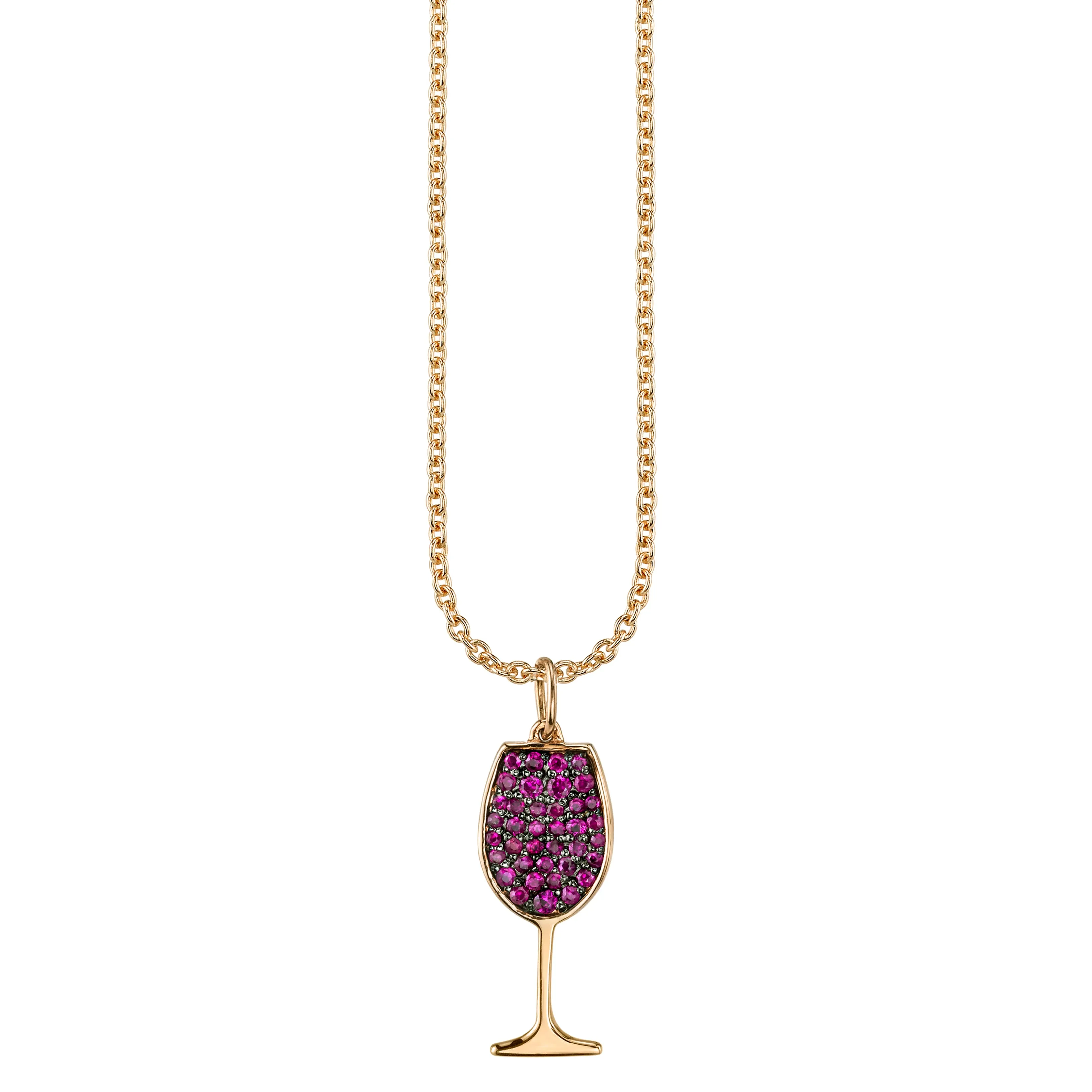 Gold & Ruby Wine Glass Charm