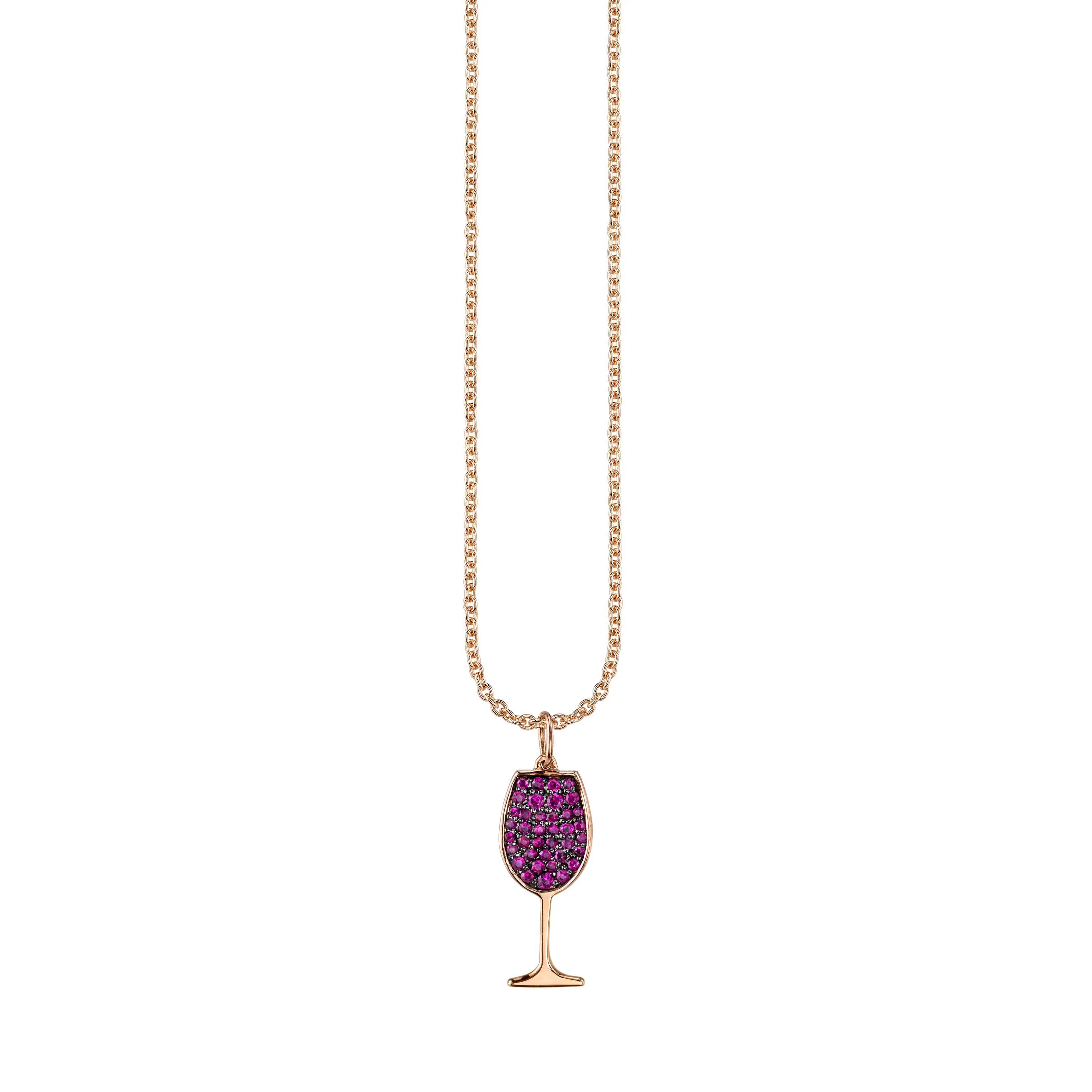 Gold & Ruby Wine Glass Charm