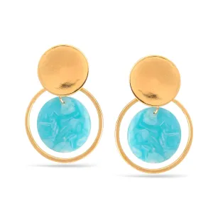 GOLD AND TURQUOISE CIRCLE POST EARRINGS #SWKK-11235GTRQ