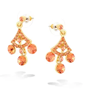 GOLD CHAMPAGNE CRYSTAL DROP  EARRINGS #ADX6800113 (SHD9)
