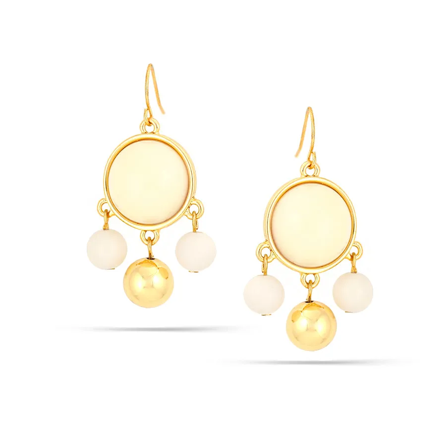 GOLD CREAM  EARRINGS #HNE31578-2 GLD/CRM (AC10)