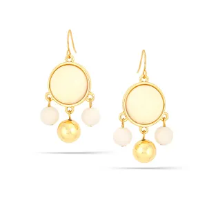 GOLD CREAM  EARRINGS #HNE31578-2 GLD/CRM (AC10)