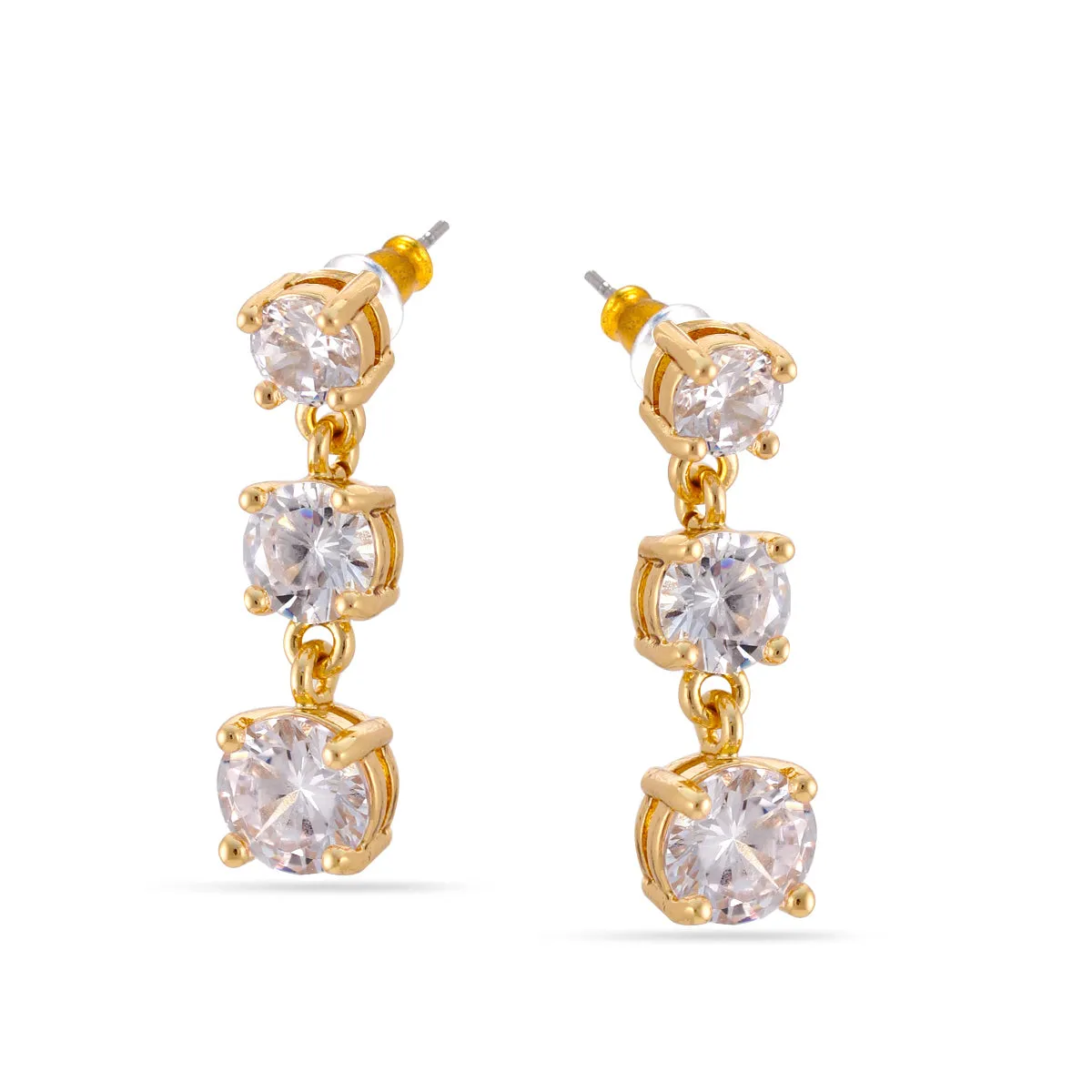 GOLD CRYSTAL DROP  EARRINGS #HNE88290GDCR