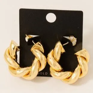 Gold Dipped Twisted Tube Hoop Earrings