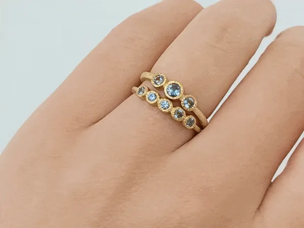 Gold Five Bezel-Set Montana Sapphire Ring