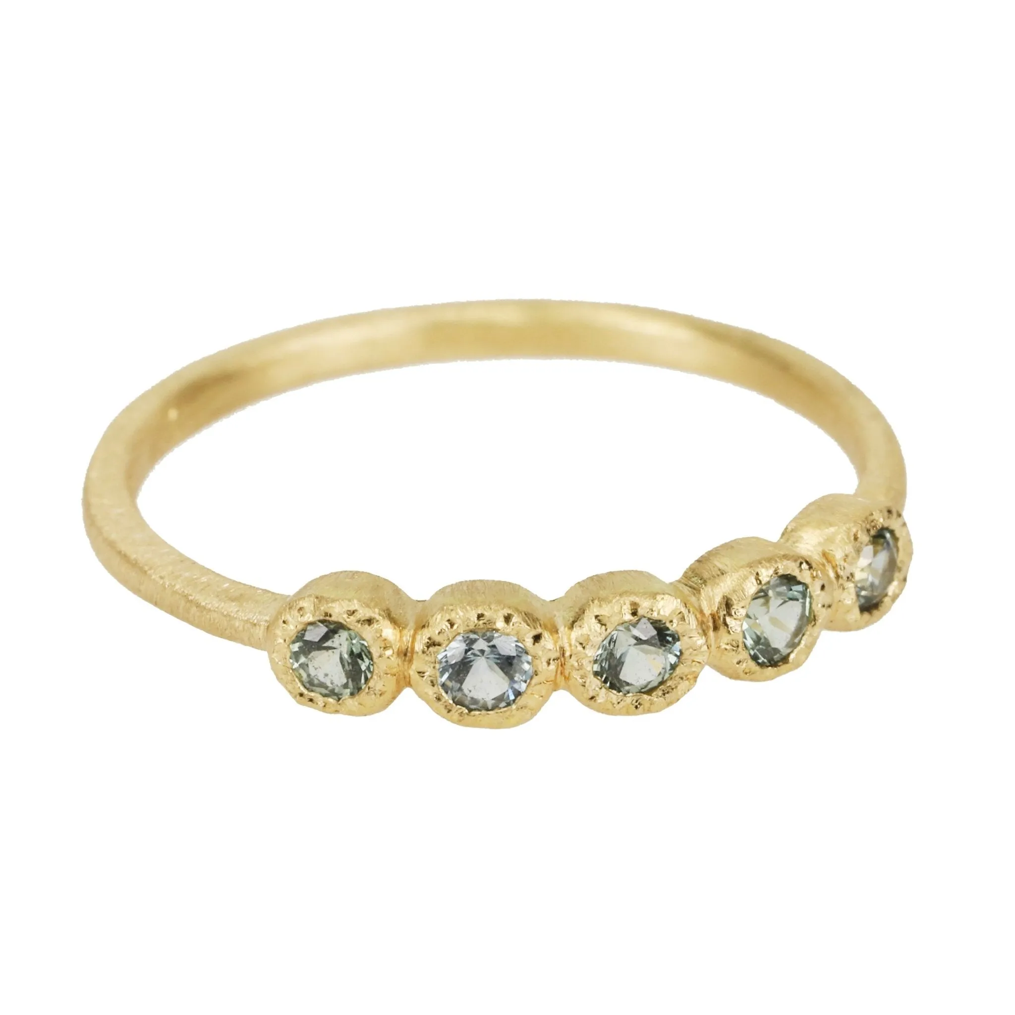 Gold Five Bezel-Set Montana Sapphire Ring