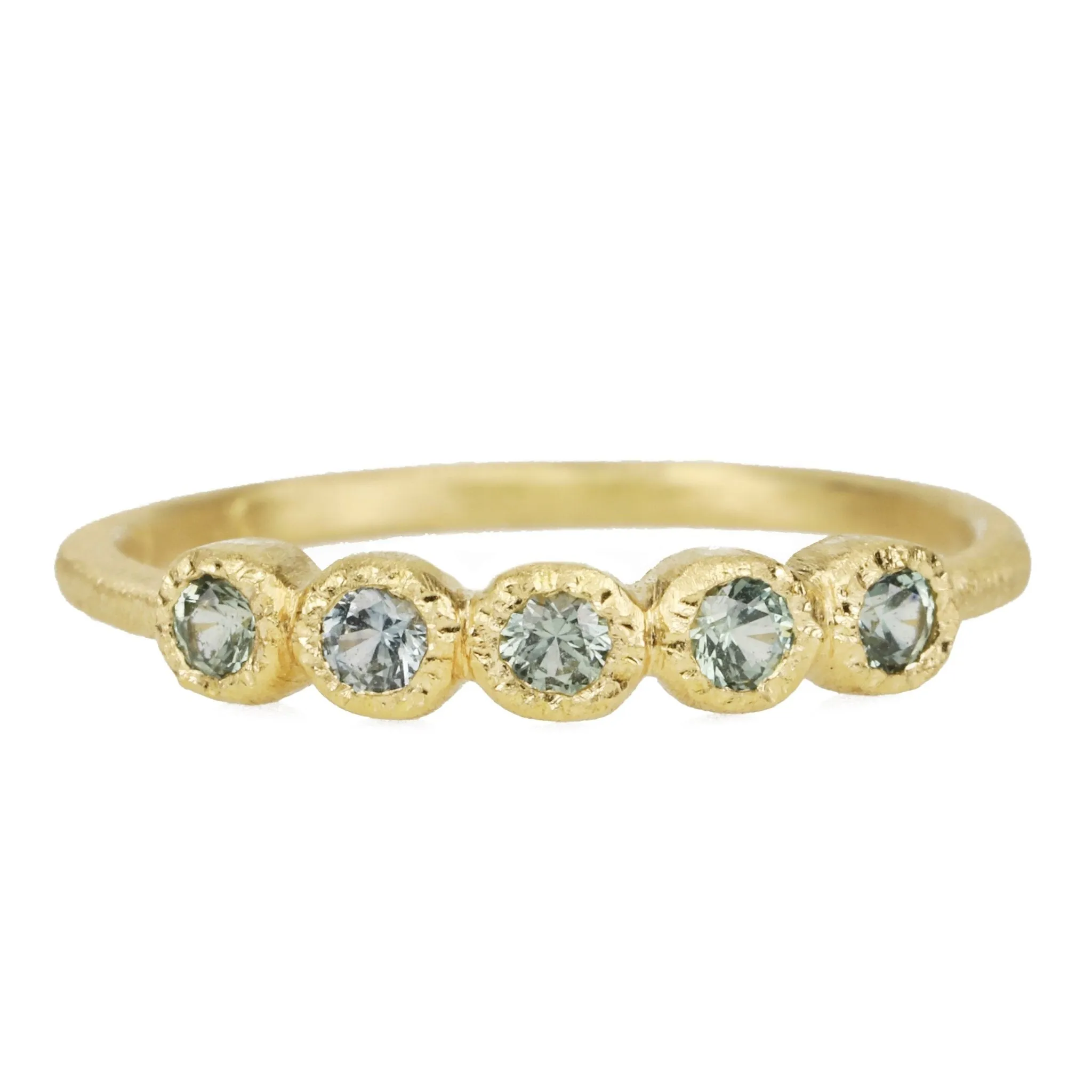 Gold Five Bezel-Set Montana Sapphire Ring