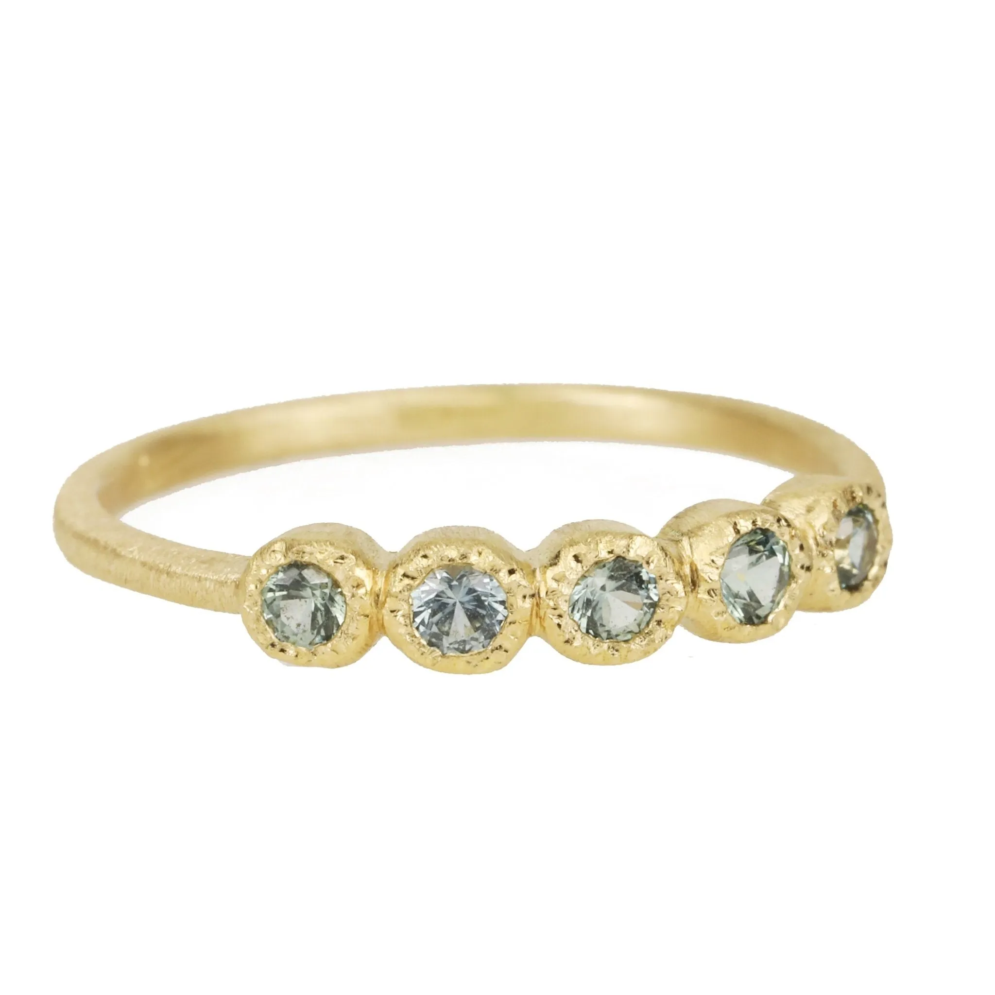 Gold Five Bezel-Set Montana Sapphire Ring