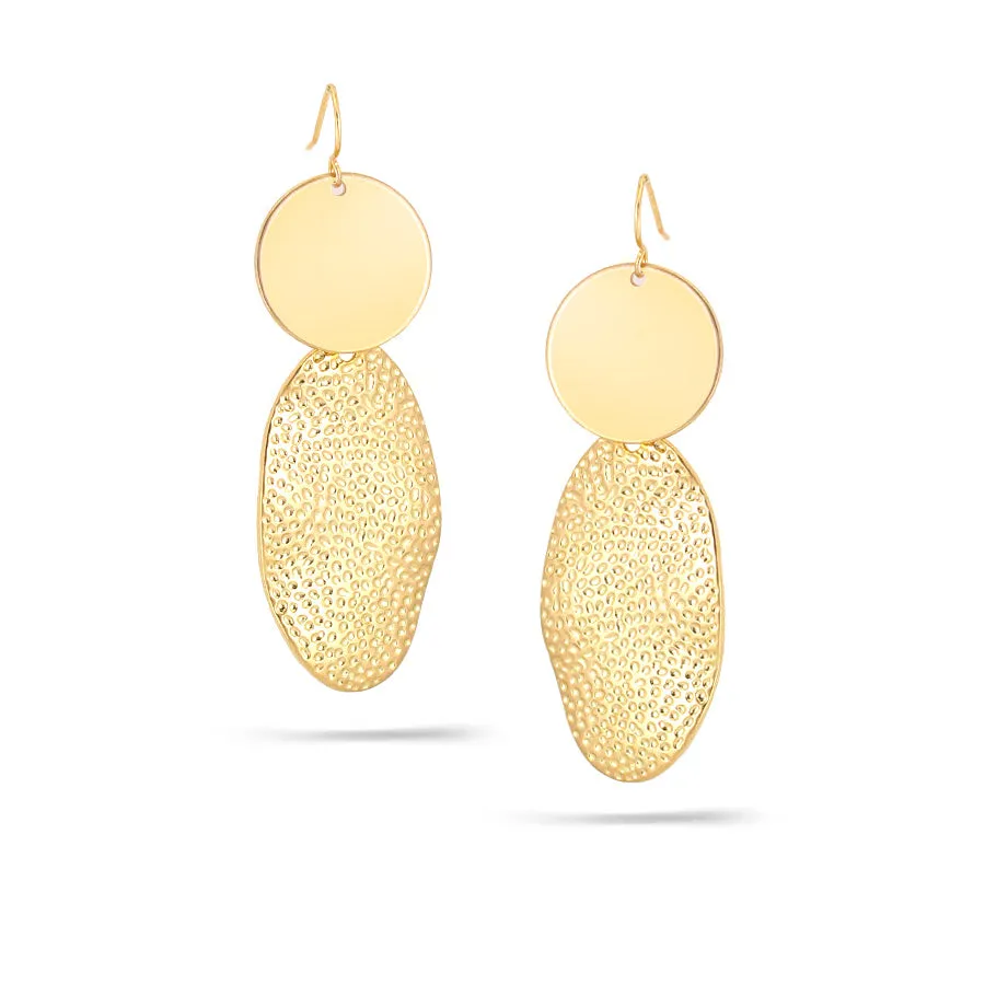 GOLD HAMMERED DROP EARRINGS #FW1203347