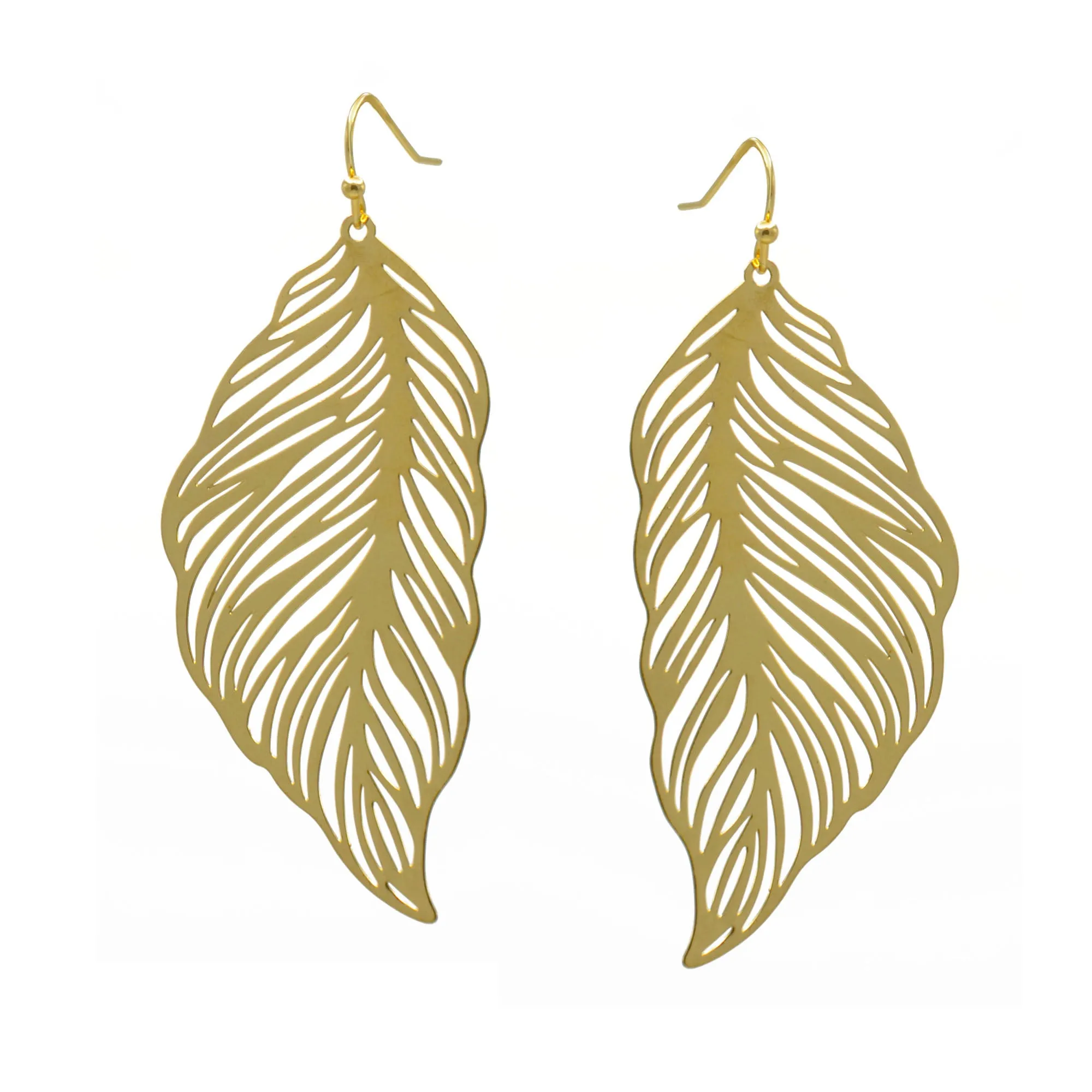 Gold Metal Leaf Earrings #HNE90852GD (KF1)