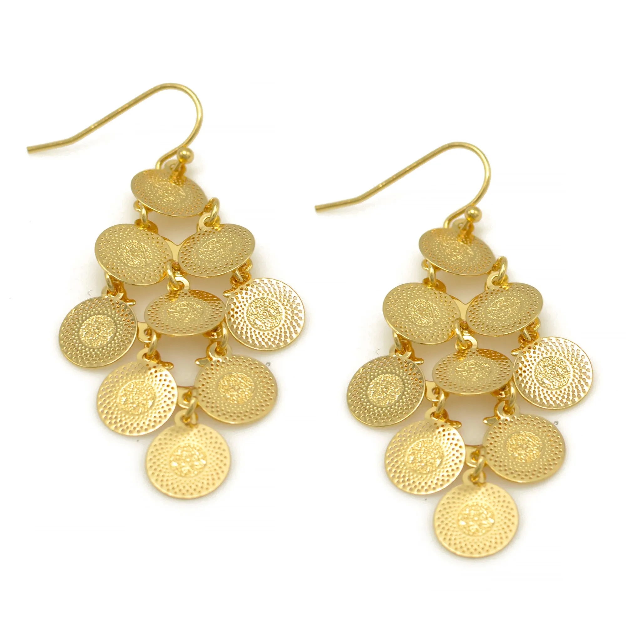 Gold Multi Circle Chandelier Earring  #HNE90853GD (OH19)
