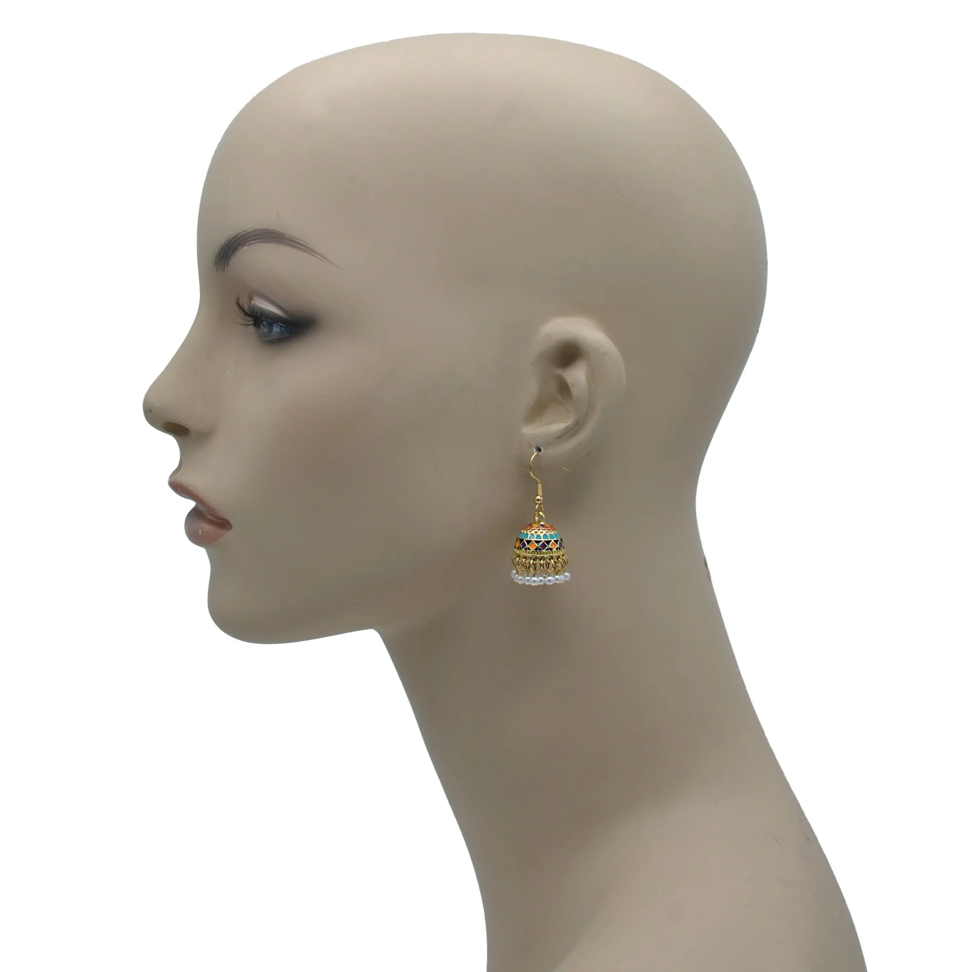 Gold multicolor dogra jhumka chandelier earrings #SQ312-74X(TF7)