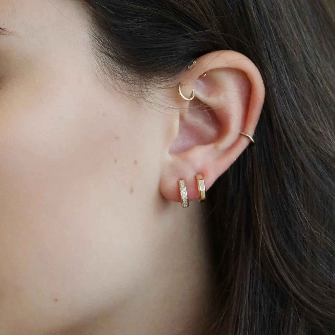 Gold Octagon Hoop Earring