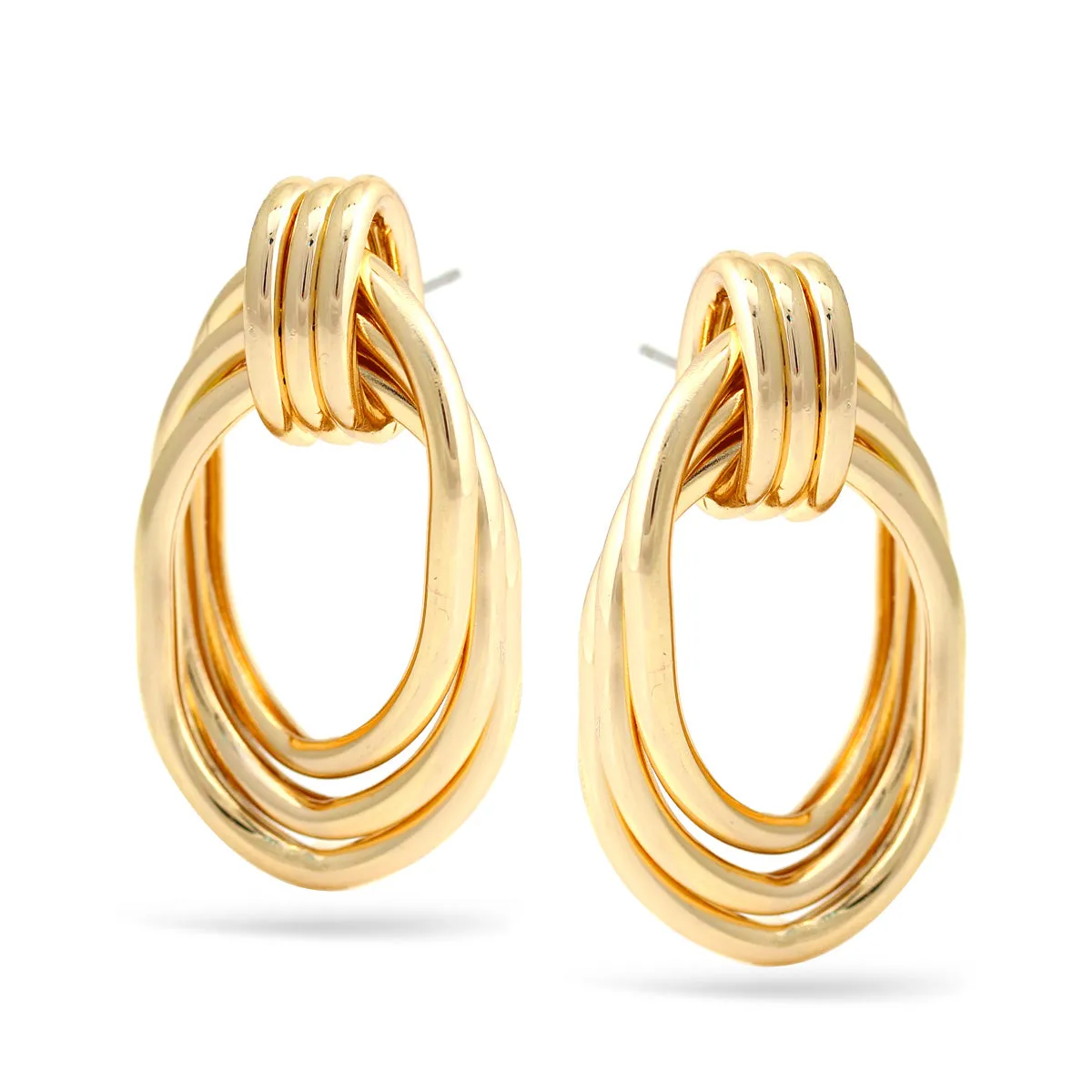 GOLD OVAL INTERLOCKING POST EARRINGS #SQ321-2851GLD