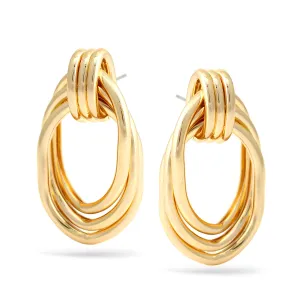 GOLD OVAL INTERLOCKING POST EARRINGS #SQ321-2851GLD