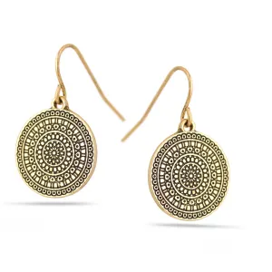 GOLD OXIDEZED ROUND DROP  EARRINGS #HNE88553GDOX (RB2)