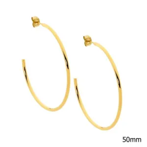 Gold Plated 50mm Open Hoop Earrings SE211G-5