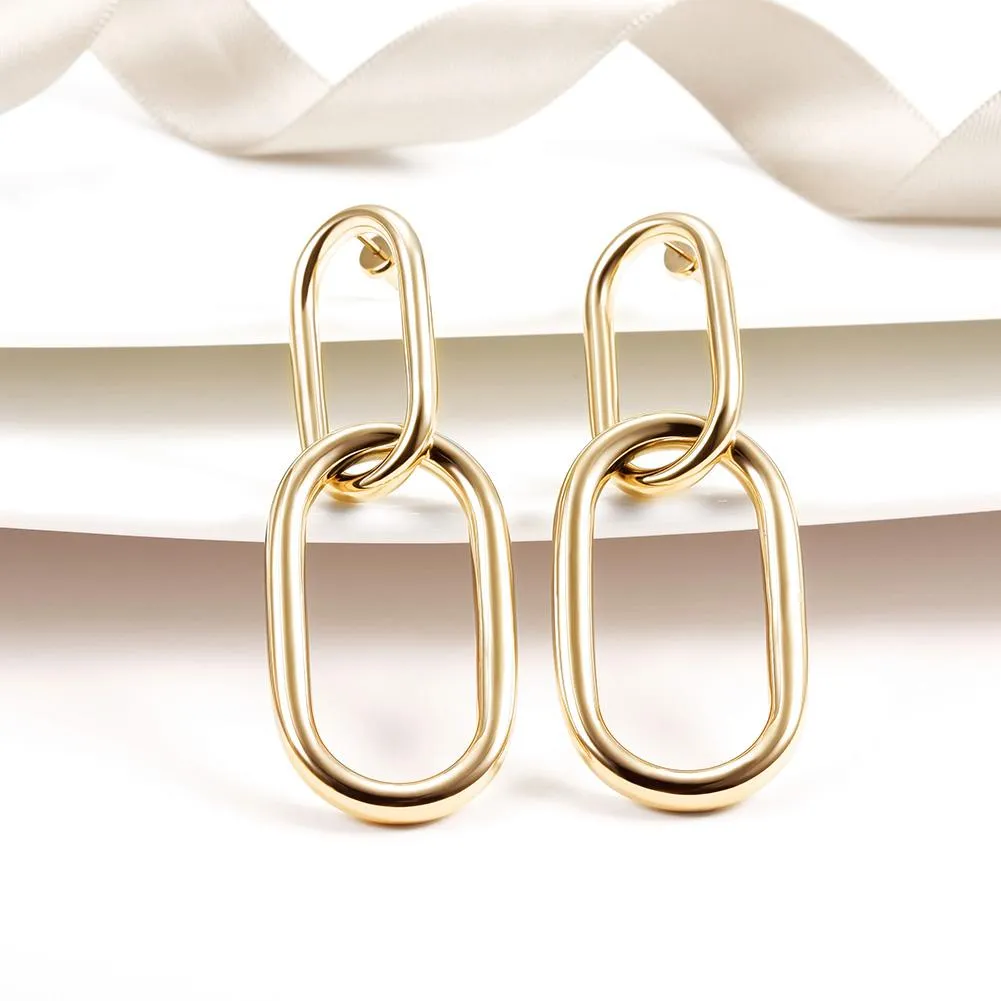 Gold Plated Interlocking Hoop Earrings for Women