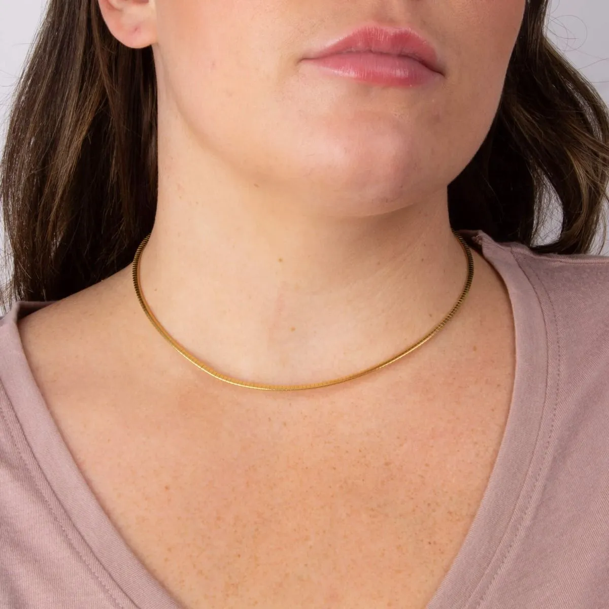 Gold Plated Omega Chain Collar Necklace