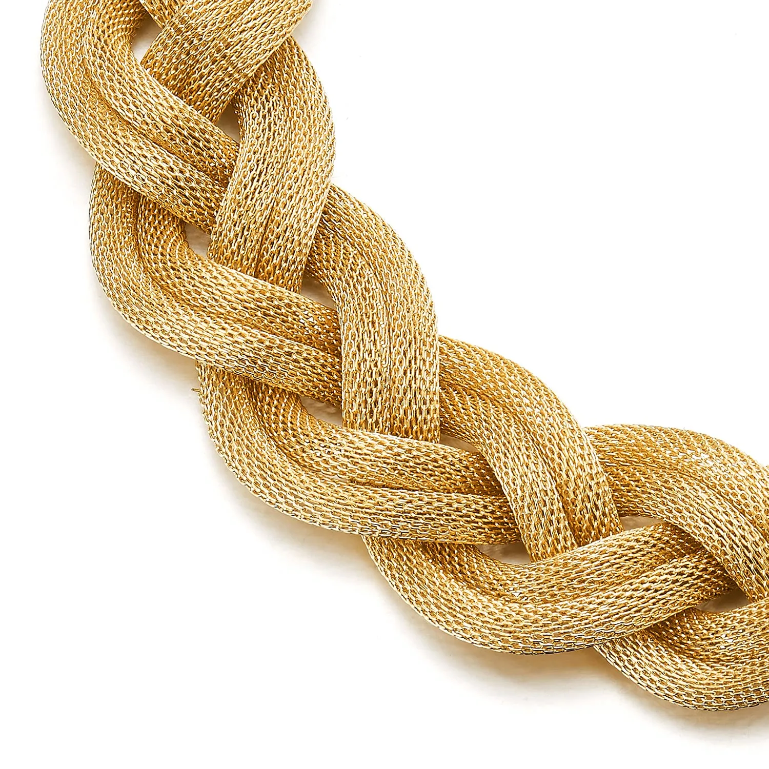 Gold Statement Necklace, Braided Hollow Cable Large Bib Choker Collar, Dress Prom