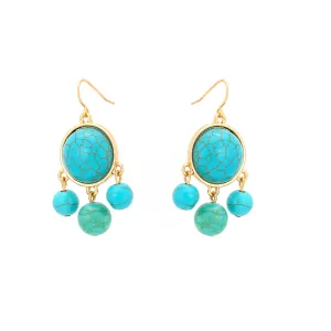 GOLD TURQUOISE EARRINGS  #FW1202961 (OH21)