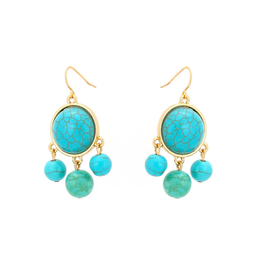 GOLD TURQUOISE EARRINGS  #FW1202961 (OH21)