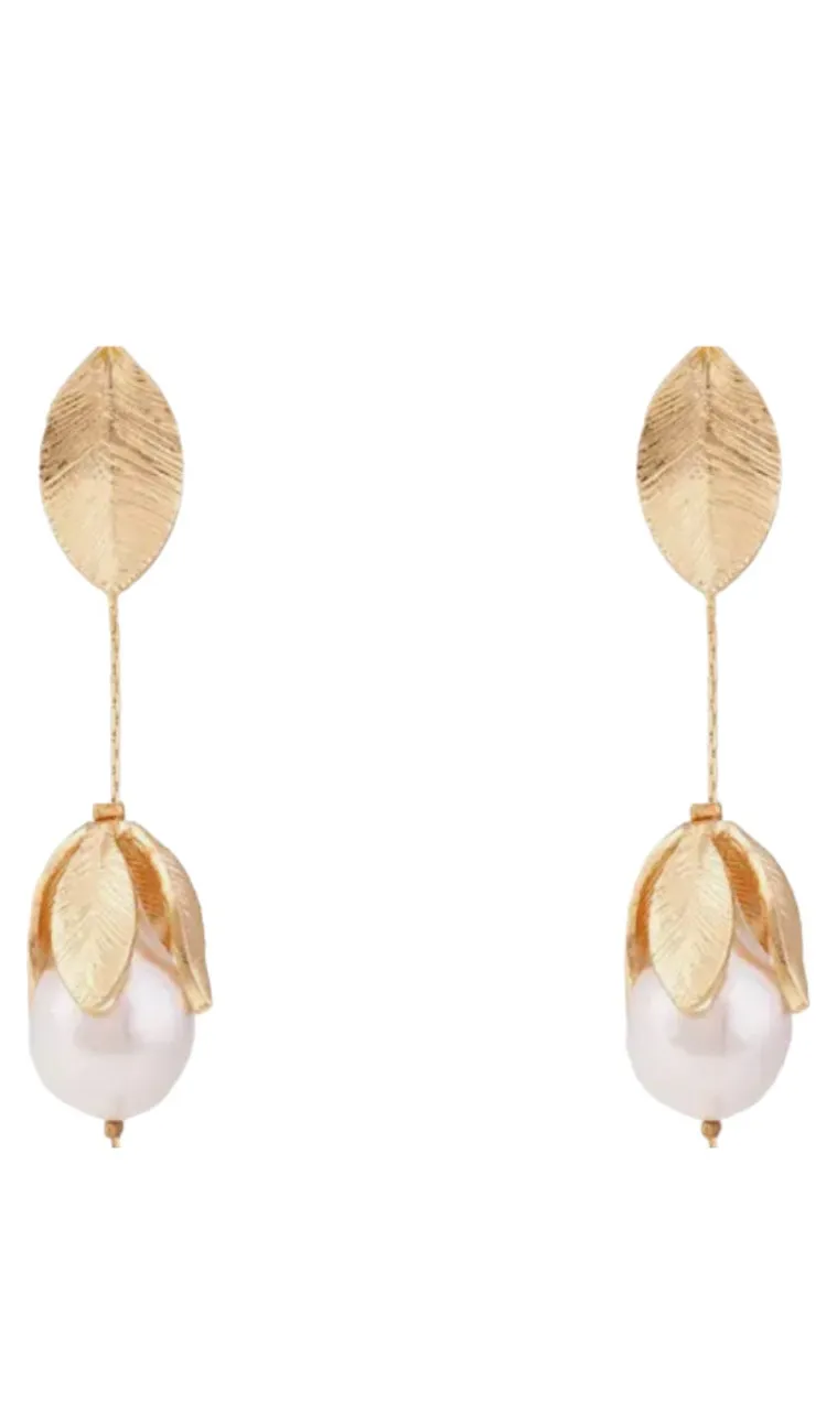 Golden Pearl Chandelier Earrings