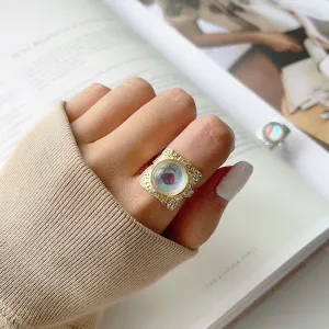 Gothic Moonstone Birthstone Chunky Statement Ring
