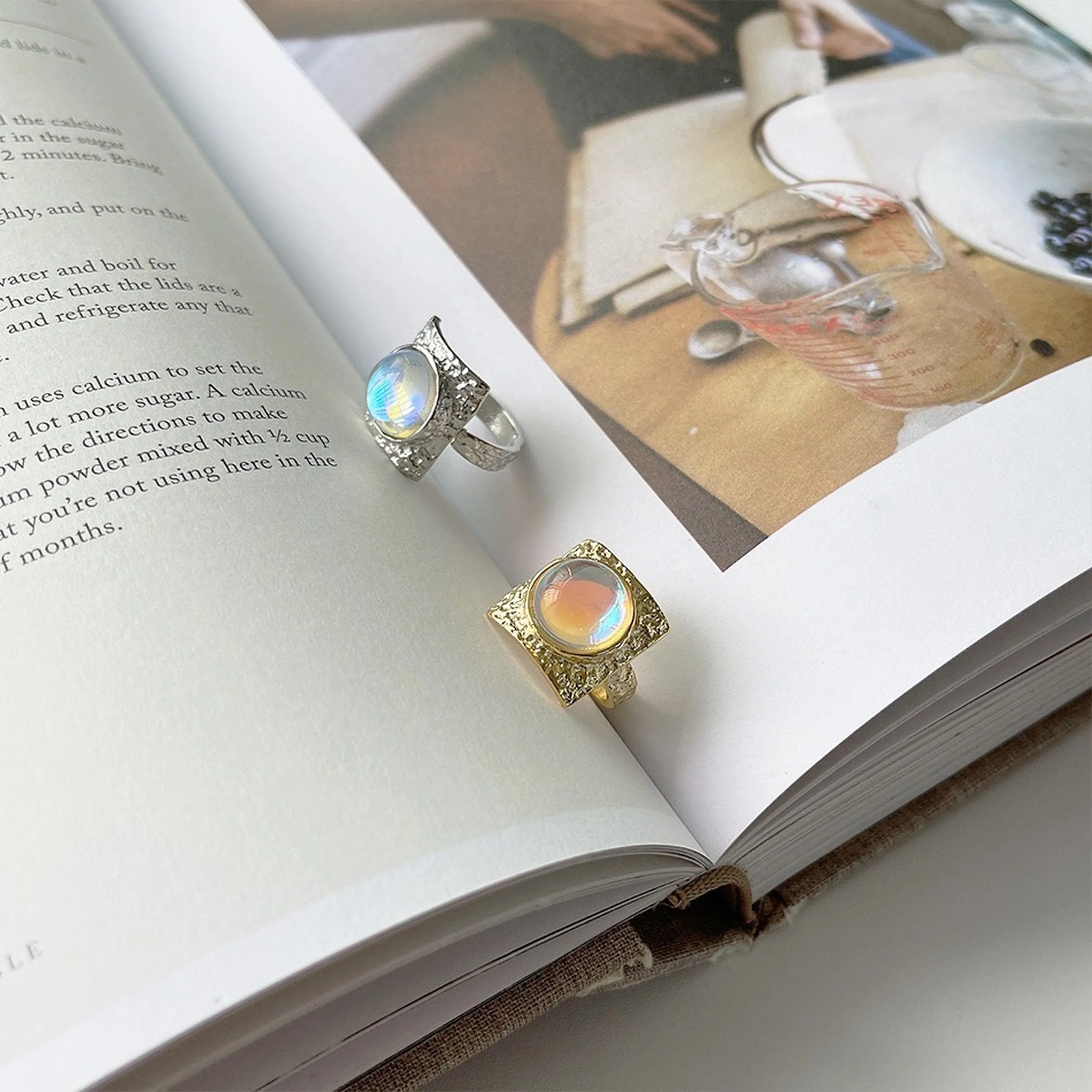 Gothic Moonstone Birthstone Chunky Statement Ring