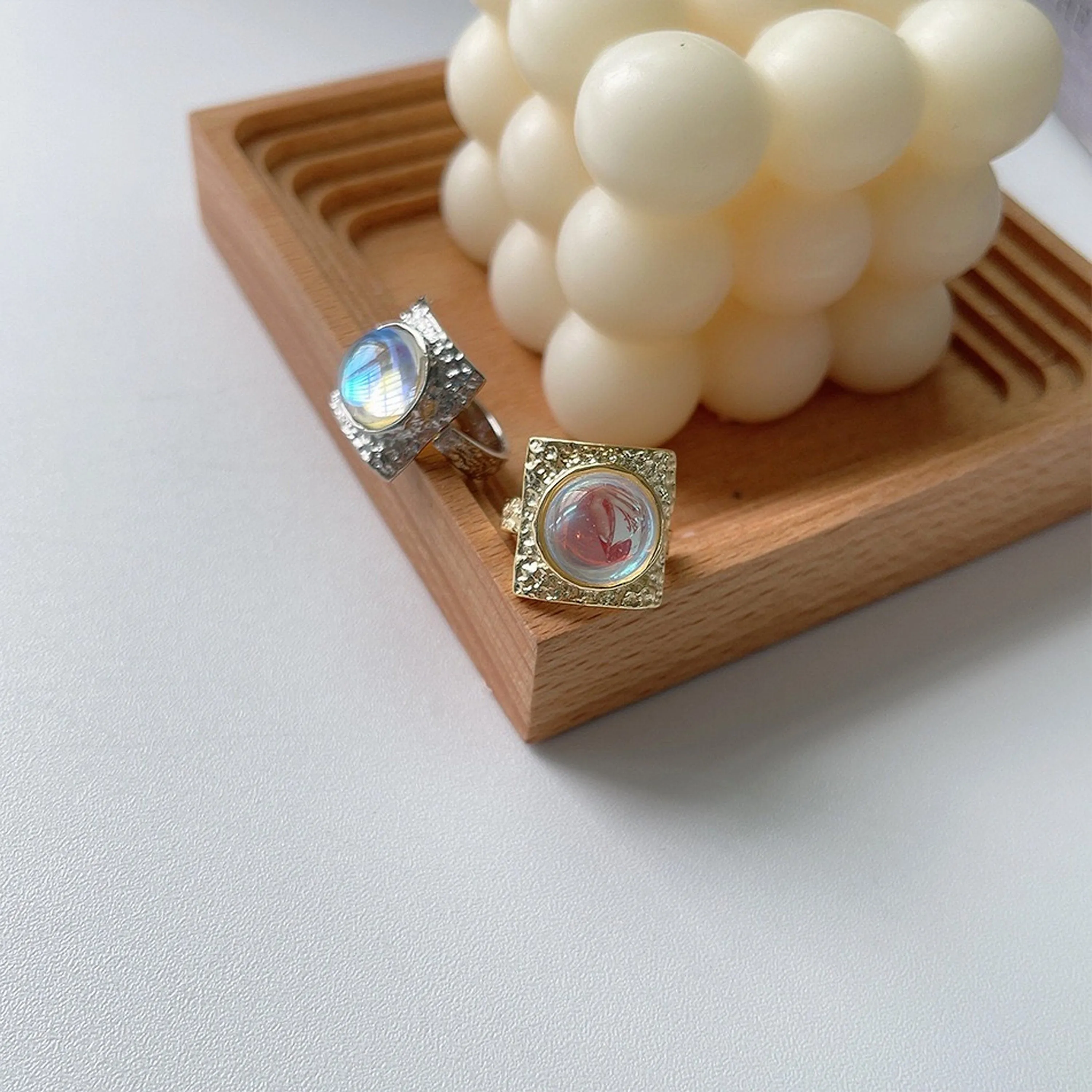 Gothic Moonstone Birthstone Chunky Statement Ring