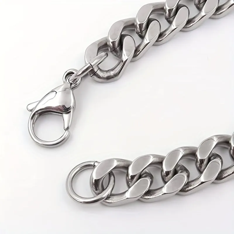 Grandson Gift: Titanium Steel Chunky Cuban Chain Bracelet