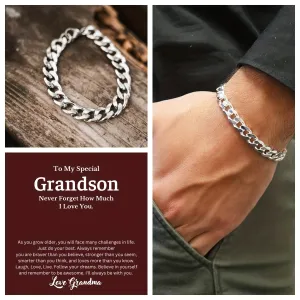Grandson Gift: Titanium Steel Chunky Cuban Chain Bracelet