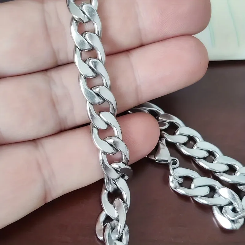 Grandson Gift: Titanium Steel Chunky Cuban Chain Bracelet