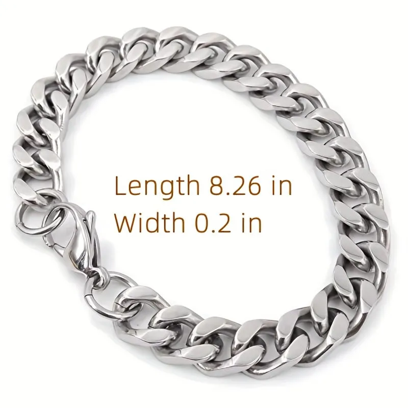 Grandson Gift: Titanium Steel Chunky Cuban Chain Bracelet